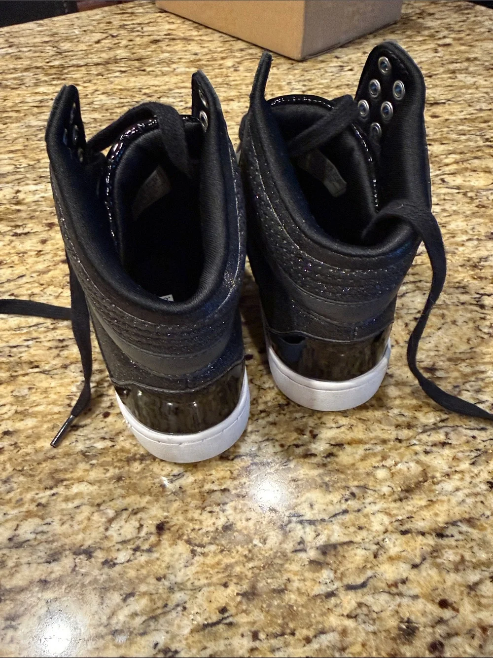Black Patent High-Top Sneakers